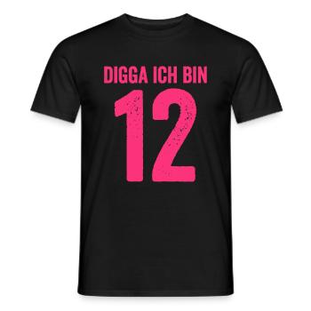 Digga Je suis 12 ans fille 12e anniversaire Dame - T-shirt homme - noir - Devant - AI Model Male 178 light (178cm)