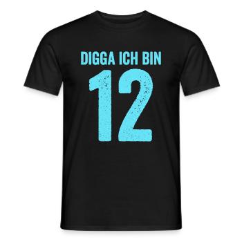 Blue Digga Je suis 12 ans garçon 12e anniversaire - T-shirt homme - noir - Devant - AI Model Male 178 light (178cm)