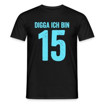 Blue Digga I'm 15 Years Boy 15th Birthday - Men's T-Shirt - black - Front - AI Model Male 178 light (178cm)