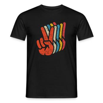 Peace Zeichen V Hand Frieden Retro Peace - Männer T-Shirt - Schwarz - Vorne - AI Model Male 178 light (178cm)