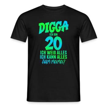 20. Geburtstag Digga ich bin 20 Ich Kann Alles - Männer T-Shirt - Schwarz - Vorne - AI Model Male 178 light (178cm)