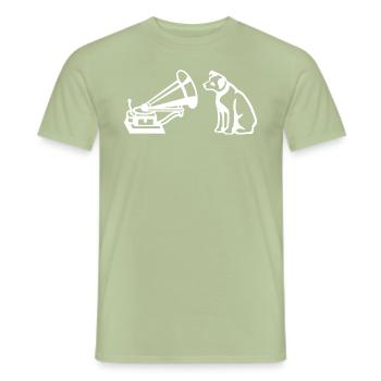 His Master's Voice Logo Weiß - Männer T-Shirt - Sage - Vorne - AI Model Male 178 light (178cm)