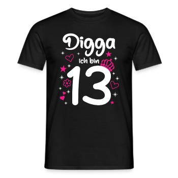 Pink Digga I'm 13 Girl 13th Birthday - Men's T-Shirt - black - Front - AI Model Male 178 light (178cm)