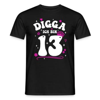 Girl 13th Birthday Girl Digga I'm 13 - Men's T-Shirt - black - Front - AI Model Male 178 light (178cm)