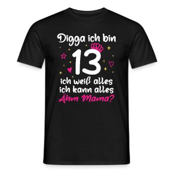 Digga I'm 13 I Can Do Everything 13th Birthday - Men's T-Shirt - black - Front - AI Model Male 178 light (178cm)