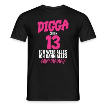 13th Birthday Girl 13 Years Digga I'm 13 - Men's T-Shirt - black - Front - AI Model Male 178 light (178cm)