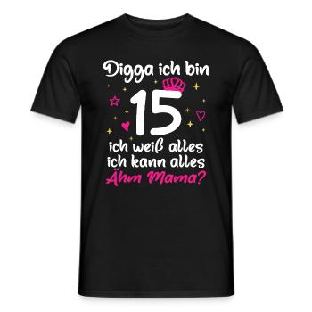 15th Birthday Girl Digga I'm 15 - Men's T-Shirt - black - Front - AI Model Male 178 light (178cm)