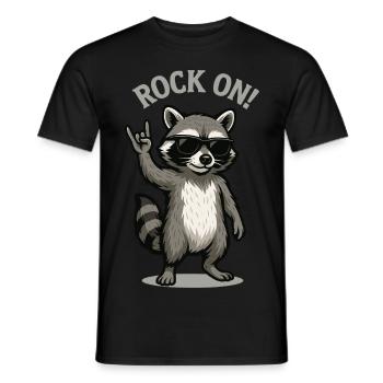 Rock Music – Raccoon - Men's T-Shirt - black - Front - AI Model Male 178 light (178cm)