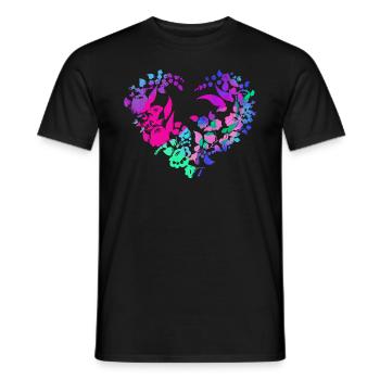Hungarian flowers, blue, flower heart, heart, paprika - Men's T-Shirt - black - Front - AI Model Male 178 light (178cm)