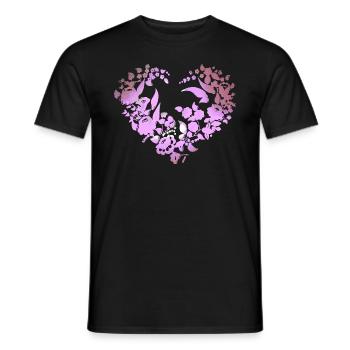 Hungarian flowers,pink,flower heart, heart, paprika - Men's T-Shirt - black - Front - AI Model Male 178 light (178cm)