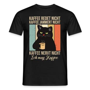 Lustige Katze mit Kaffee Geschenk - Männer T-Shirt - Schwarz - Vorne - AI Model Male 178 light (178cm)