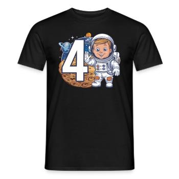 4th Birthday Astronaut Space Adventure for Boys - Männer T-Shirt - Schwarz - Vorne - AI Model Male 178 light (178cm)