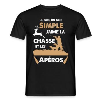 Chasse et apéro Papy Chasseur Cool Apéritif - T-shirt homme - noir - Devant - AI Model Male 178 light (178cm)