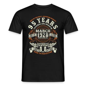Legends are born in March 1928 - 95 years - Men's T-Shirt - black - Front - AI Model Male 178 light (178cm)
