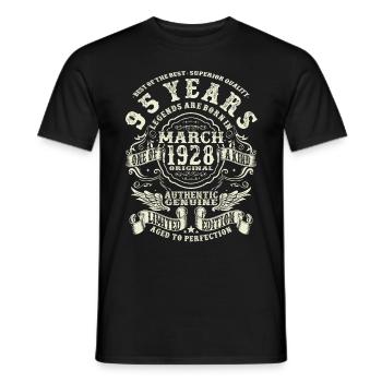 95 years old - legend born in march 1928 - Men's T-Shirt - black - Front - AI Model Male 178 light (178cm)