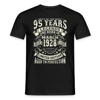 Legend born in March 1928 - 95 years old - Men's T-Shirt - black - Front - AI Model Male 178 light (178cm)