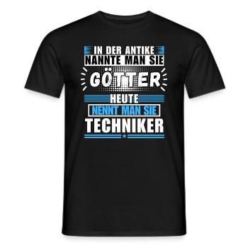 Gods in Antiquity. Today Technician - Men's T-Shirt - black - Front - AI Model Male 178 light (178cm)