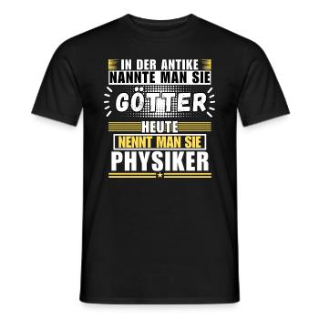 Les dieux dans l’Antiquité. Aujourd’hui physicien - T-shirt homme - noir - Devant - AI Model Male 178 light (178cm)