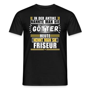 Les dieux dans l’Antiquité. Aujourd’hui coiffeur - T-shirt homme - noir - Devant - AI Model Male 178 light (178cm)
