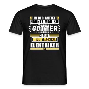 Gods in Antiquity. Today an electrician - Men's T-Shirt - black - Front - AI Model Male 178 light (178cm)