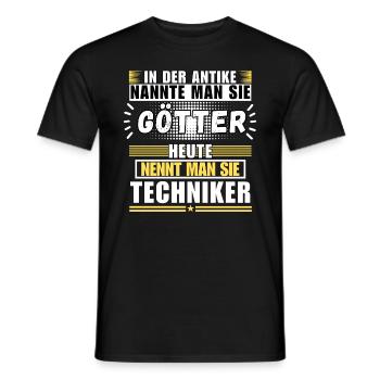 Gods in Antiquity. Today Technician - Men's T-Shirt - black - Front - AI Model Male 178 light (178cm)