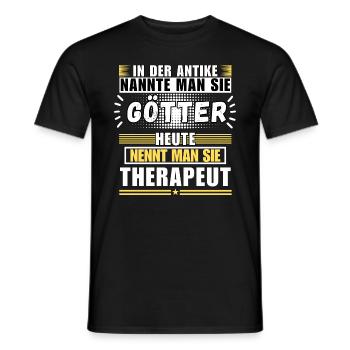 Dieux dans l'Antiquité. Aujourd'hui thérapeute - T-shirt homme - noir - Devant - AI Model Male 178 light (178cm)