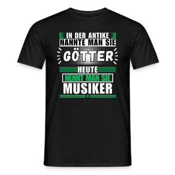 Dieux dans l'Antiquité. Aujourd'hui musicien - T-shirt homme - noir - Devant - AI Model Male 178 light (178cm)