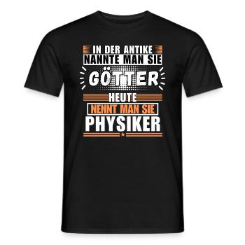 Les dieux dans l’Antiquité. Aujourd’hui physicien - T-shirt homme - noir - Devant - AI Model Male 178 light (178cm)