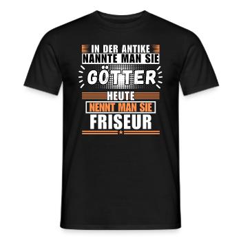 Les dieux dans l’Antiquité. Aujourd’hui coiffeur - T-shirt homme - noir - Devant - AI Model Male 178 light (178cm)