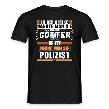 Götter in der Antike. Heute Polizist - Männer T-Shirt - Schwarz - Vorne - AI Model Male 178 light (178cm)