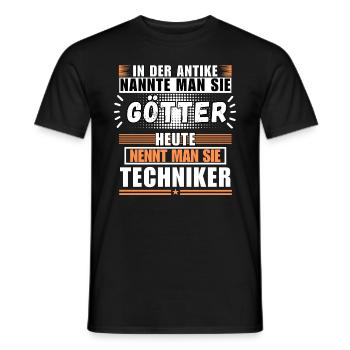 Gods in Antiquity. Today Technician - Men's T-Shirt - black - Front - AI Model Male 178 light (178cm)