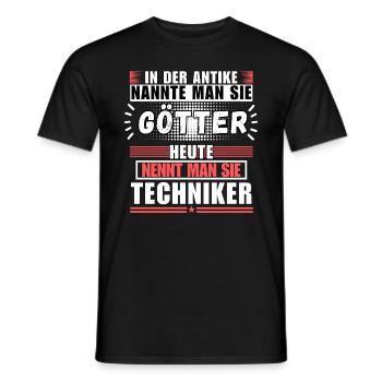 Gods in Antiquity. Today Technician - Men's T-Shirt - black - Front - AI Model Male 178 light (178cm)