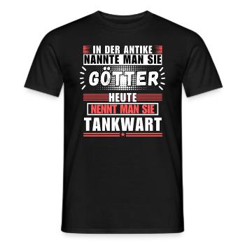 Gods in Antiquity. Today petrol station attendant - Men's T-Shirt - black - Front - AI Model Male 178 light (178cm)