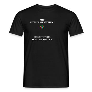 Mit Gendersternchen leuchtet die Sprache heller - Männer T-Shirt - Schwarz - Vorne - AI Model Male 178 light (178cm)