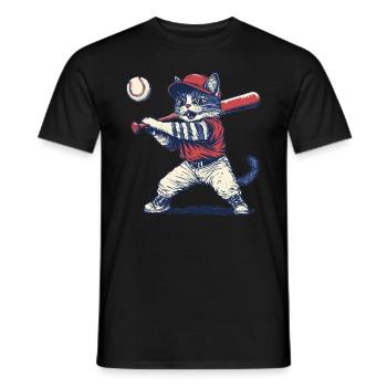 Katze Baseball - Männer T-Shirt - Schwarz - Vorne - AI Model Male 178 light (178cm)
