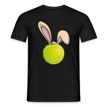 Joyeuses Pâques balle de tennis avec des oreilles de lapin Tennis - T-shirt homme - noir - Devant - AI Model Male 178 light (178cm)