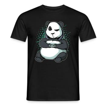 Cute Gaming Panda Videogame PC Video Game Gamer - Men's T-Shirt - black - Front - AI Model Male 178 light (178cm)