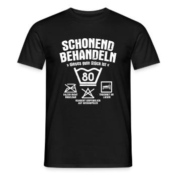 SCHONEND BEHANDELN 80 JAHRE ALT 80. GEBURTSTAG - Männer T-Shirt - Schwarz - Vorne - AI Model Male 178 light (178cm)