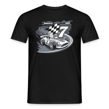 Thème de la voiture de course du 7e anniversaire pour les garçons - T-shirt homme - noir - Devant - AI Model Male 178 light (178cm)