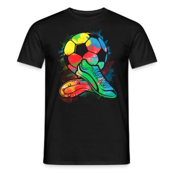 Crampons de ballon de football aquarelle chemise - chemise de joueur - T-shirt homme - noir - Devant - AI Model Male 178 light (178cm)