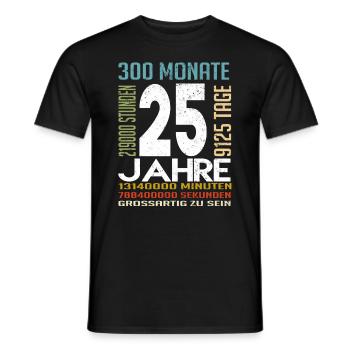 Birthday 25 years gift idea - Men's T-Shirt - black - Front - AI Model Male 178 light (178cm)