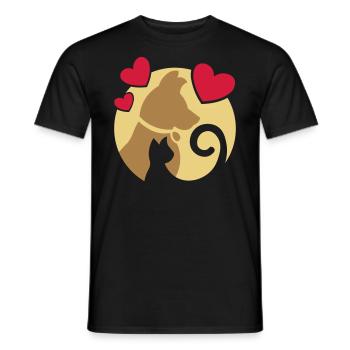 Cat and dog - Men's T-Shirt - black - Front - AI Model Male 178 light (178cm)