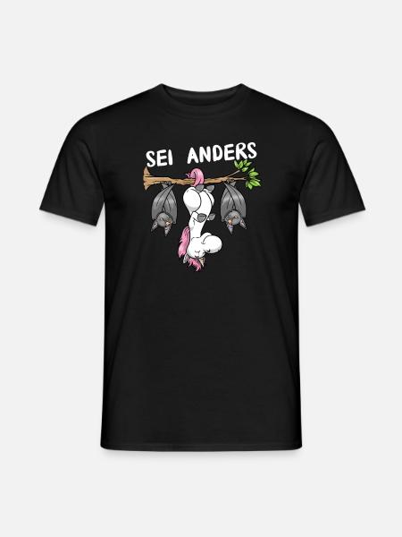 Einhorn Fledermaus Märchen Be Different - Männer T-Shirt - Schwarz