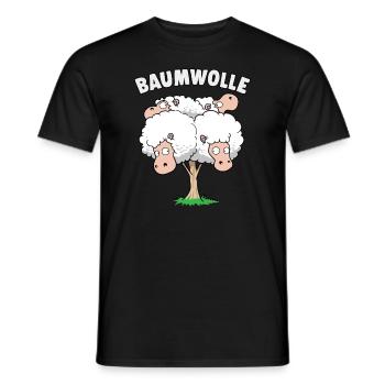 Baumwolle Schafe am Baum Wortwitz - Männer T-Shirt - Schwarz - Vorne - AI Model Male 178 light (178cm)