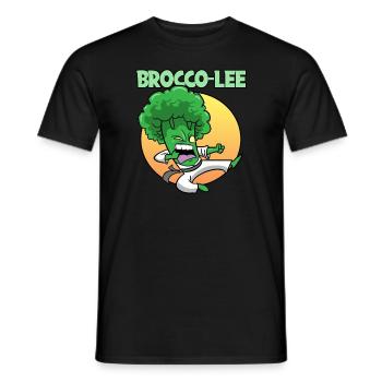 Brocco-Lee Karate Broccoli Vegan Vegetarian - Men's T-Shirt - black - Front - AI Model Male 178 light (178cm)