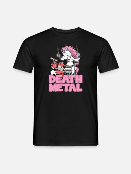 Death Metal Einhorn Einhörner Schlagzeuger - Mænd T-shirt - sort
