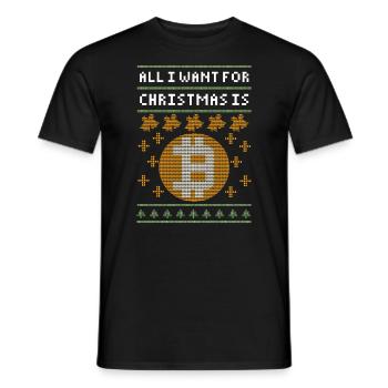 Allt jag vill ha i julklapp är Bitcoin Cryptocurrency - T-shirt herr - svart - Fram - AI Model Male 178 light (178cm)