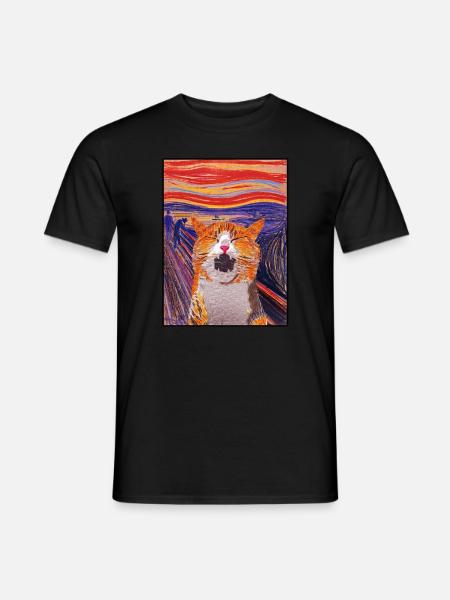 Der Schrei Katze Edvard Expressionismus Munch - Mænd T-shirt - sort