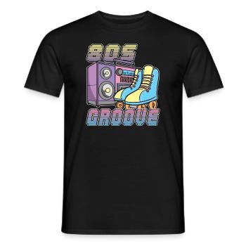 80s Groove Rollerdisco Rollerskates 80s Retro - Men's T-Shirt - black - Front - AI Model Male 178 light (178cm)