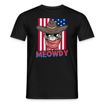 Cowboy Cat Meowdy United States Flag - Männer T-Shirt - Schwarz - Vorne - AI Model Male 178 light (178cm)